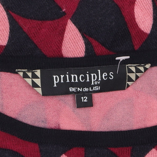Principles by Ben de Lisi Women’s Multicoloured Size 12 Geometric Ruffle Sleeve Jumper