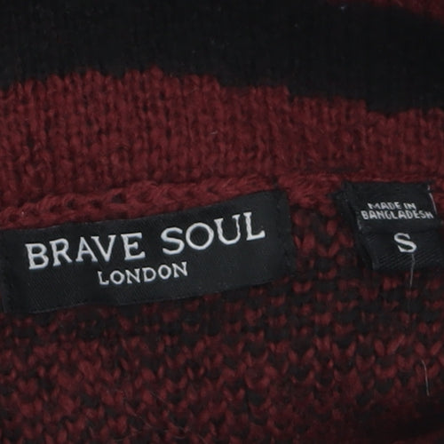 Brave Soul Womens Red & Black Animal Print Roll Neck Jumper Size S