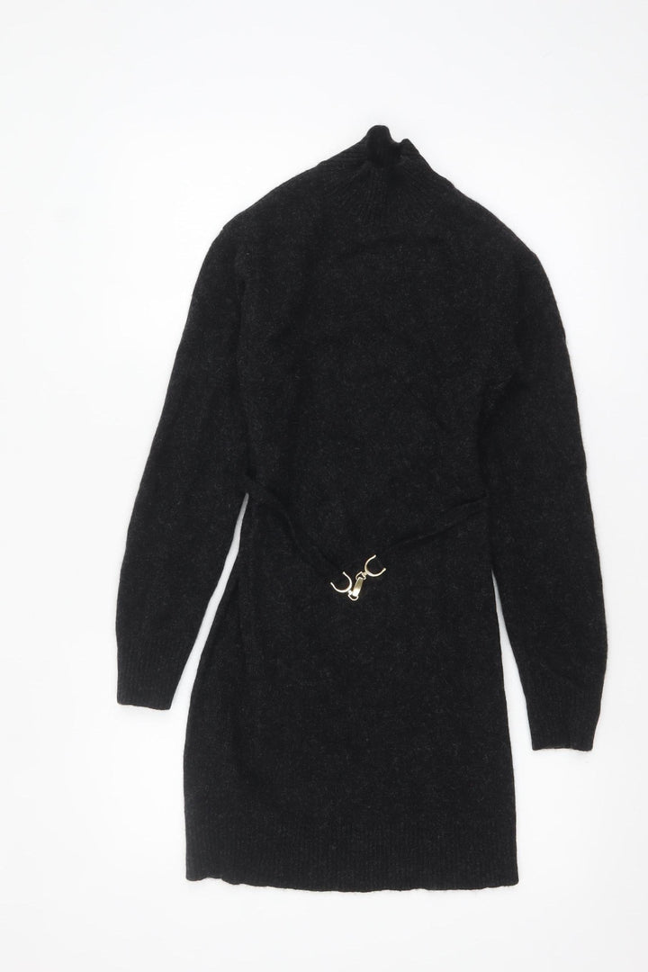 Primark Women’s Black High Neck Jumper Dress XS Knit Winter Style