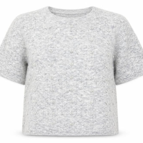 Marks and Spencer Womens Grey Beaded Short Sleeve Knit Jumper XL