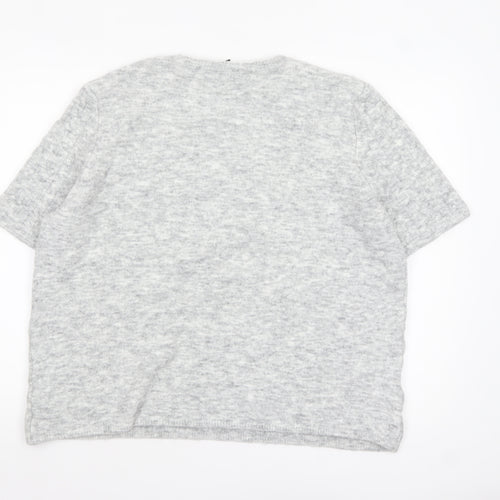 Marks and Spencer Womens Grey Beaded Short Sleeve Knit Jumper XL