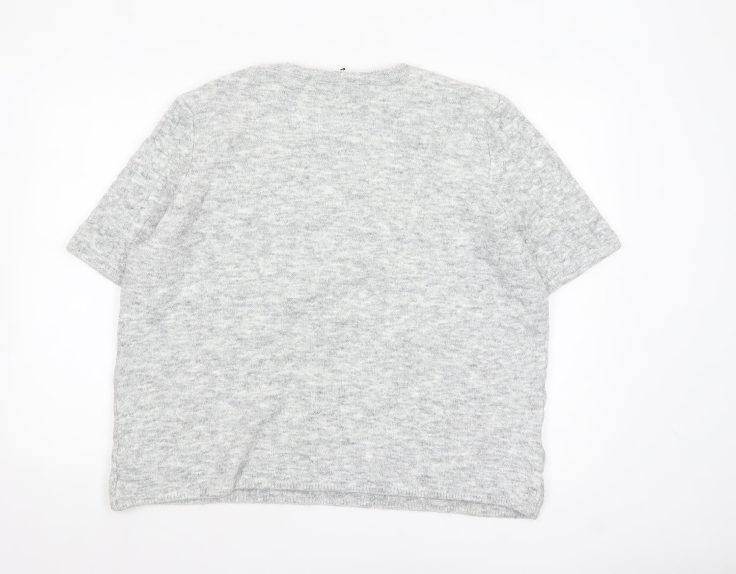 Marks and Spencer Womens Grey Beaded Short Sleeve Knit Jumper XL