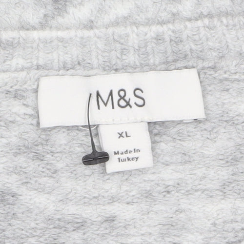 Marks and Spencer Womens Grey Beaded Short Sleeve Knit Jumper XL