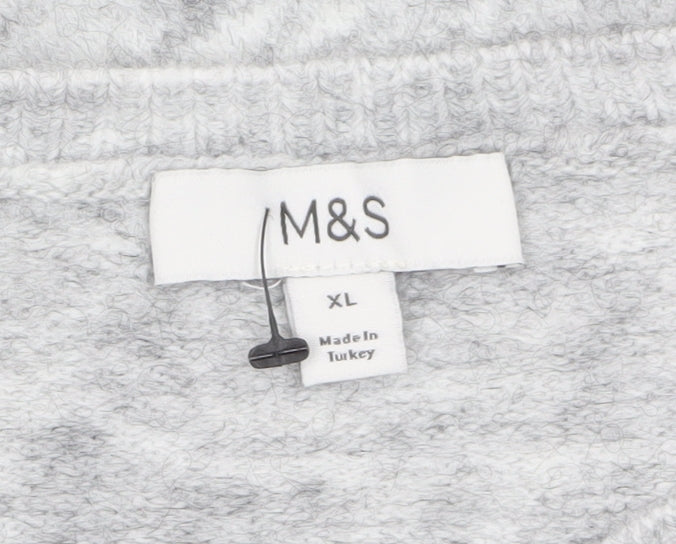 Marks and Spencer Womens Grey Beaded Short Sleeve Knit Jumper XL