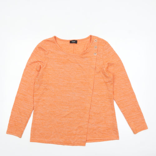Klass Women’s Orange Long Sleeve Jersey Button Detail Top L