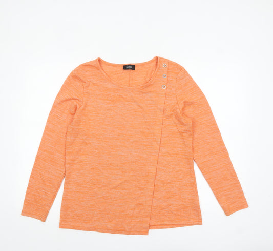 Klass Women’s Orange Long Sleeve Jersey Button Detail Top L