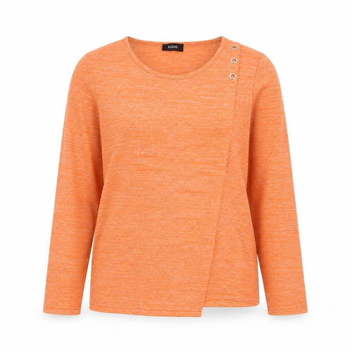 Klass Women’s Orange Long Sleeve Jersey Button Detail Top L