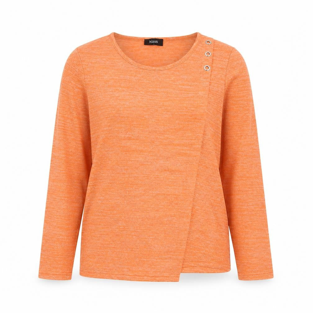 Klass Women’s Orange Long Sleeve Jersey Button Detail Top L