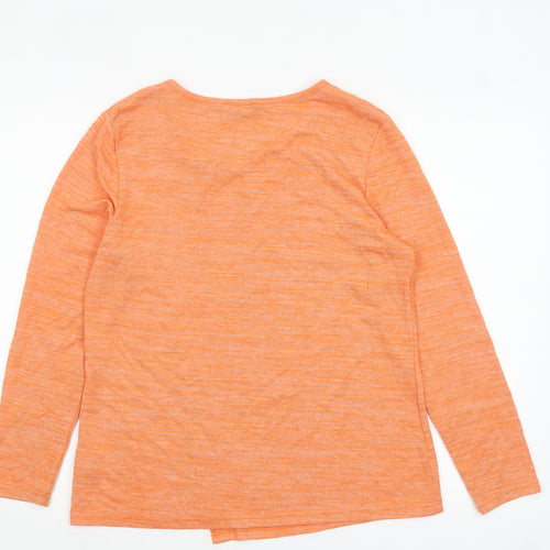Klass Women’s Orange Long Sleeve Jersey Button Detail Top L
