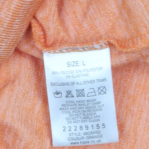 Klass Women’s Orange Long Sleeve Jersey Button Detail Top L