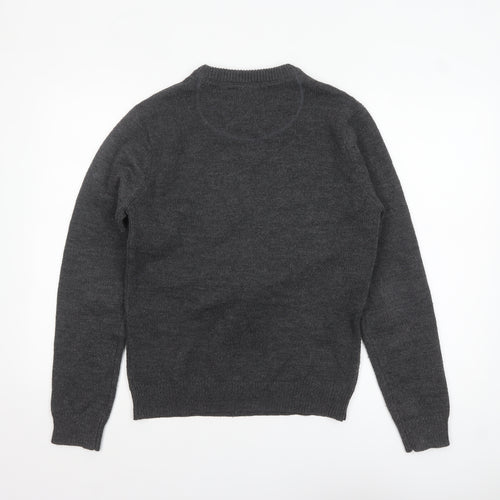 New Look Men Grey Reindeer Christmas Crew Neck Jumper Medium
