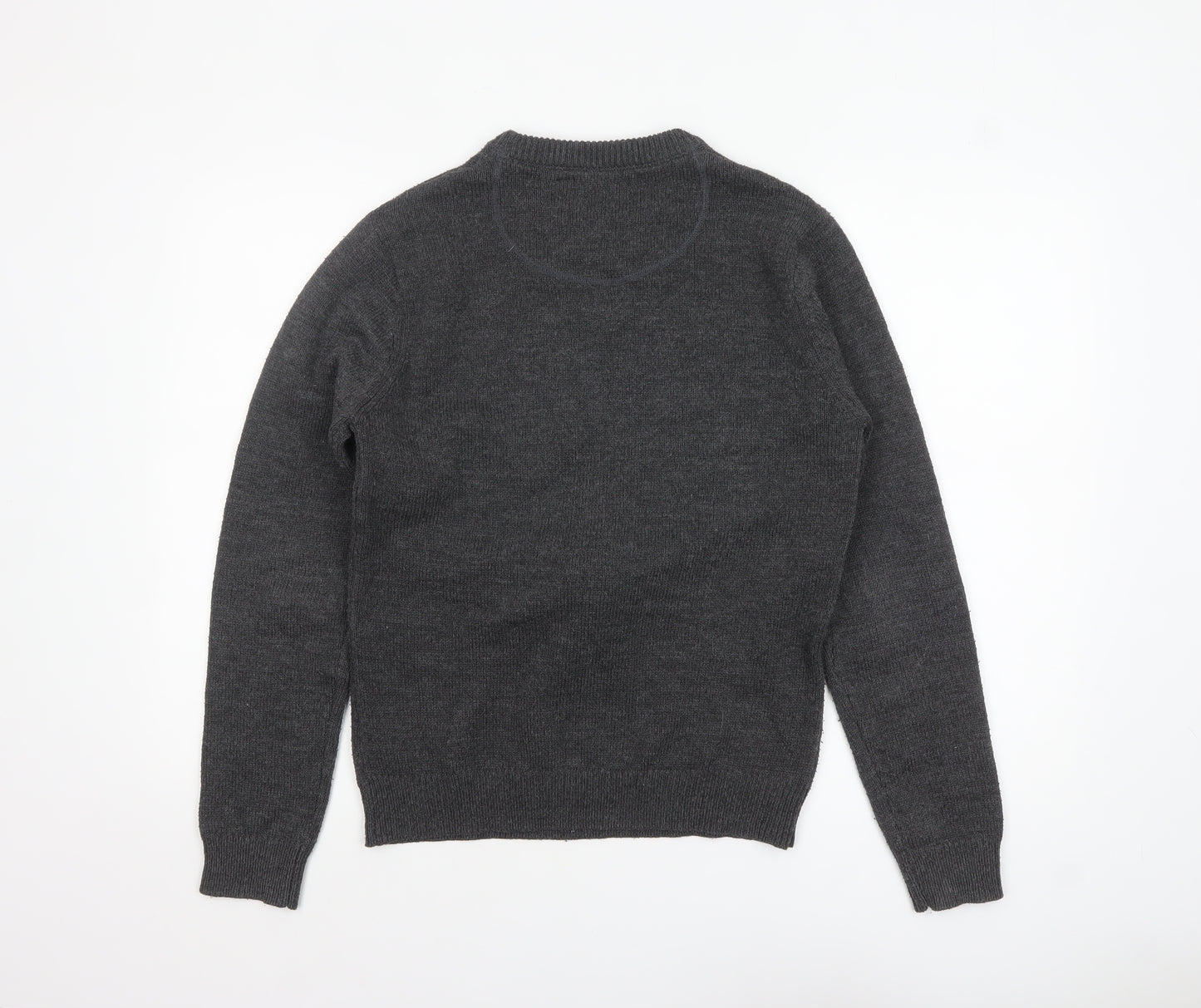 New Look Men Grey Reindeer Christmas Crew Neck Jumper Medium