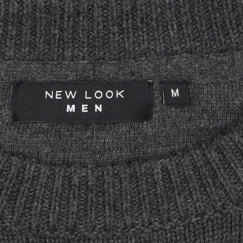 New Look Men Grey Reindeer Christmas Crew Neck Jumper Medium