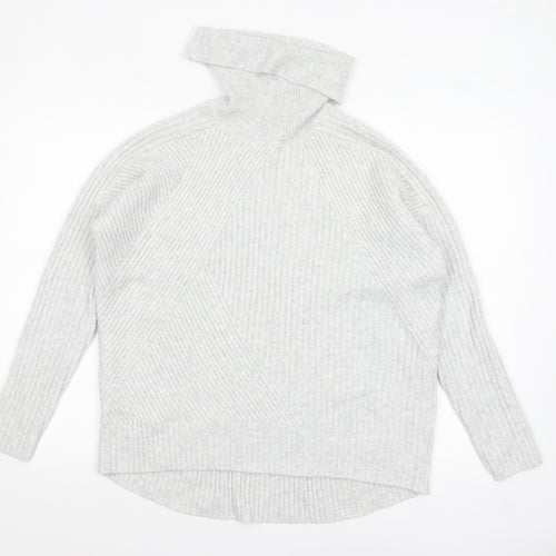 Mint Velvet Women's Grey Roll Neck Rib Knit Jumper Size S