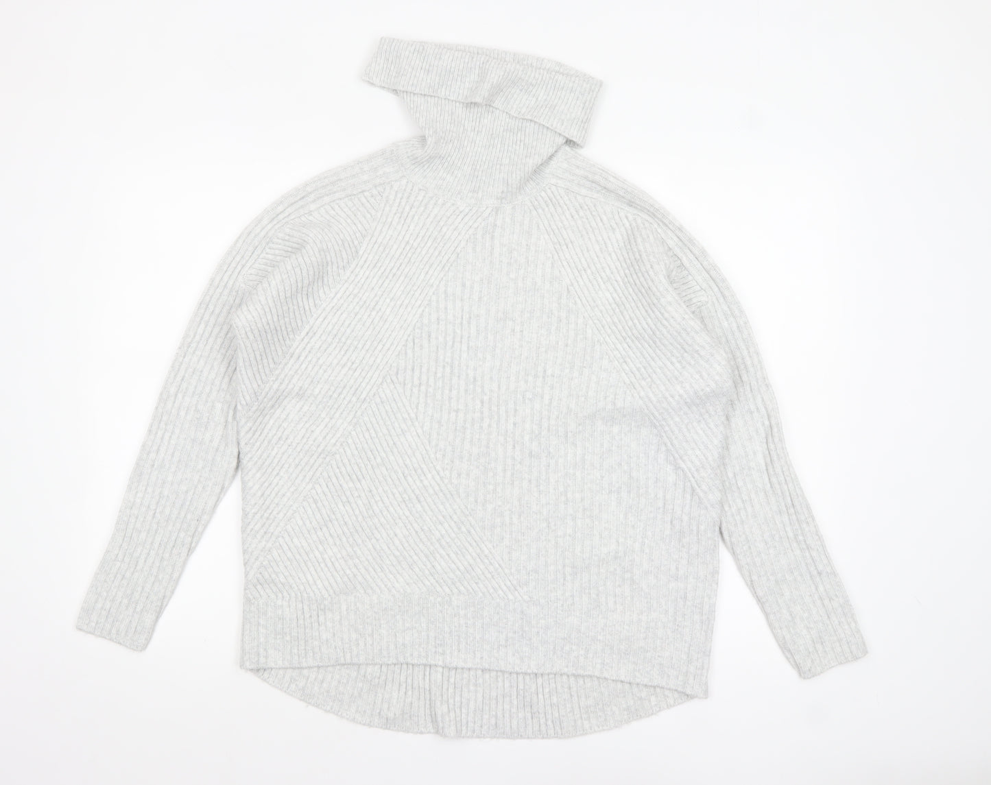 Mint Velvet Women's Grey Roll Neck Rib Knit Jumper Size S