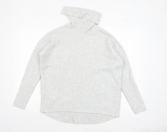 Mint Velvet Women's Grey Roll Neck Rib Knit Jumper Size S