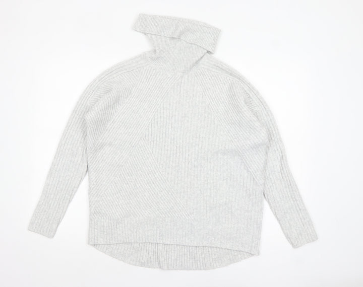 Mint Velvet Women's Grey Roll Neck Rib Knit Jumper Size S