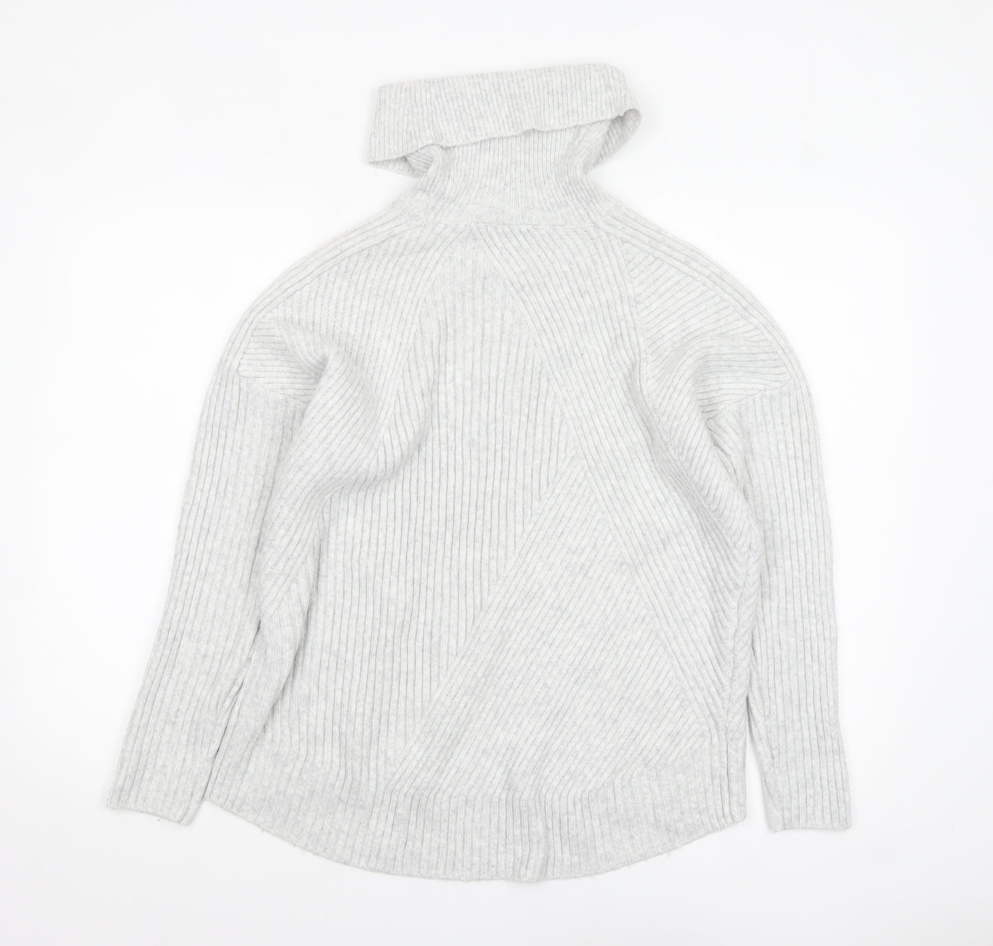 Mint Velvet Women's Grey Roll Neck Rib Knit Jumper Size S