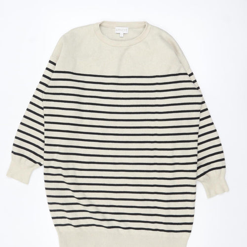 Apricot Women Beige Striped Crew Neck Pullover Jumper UK 10