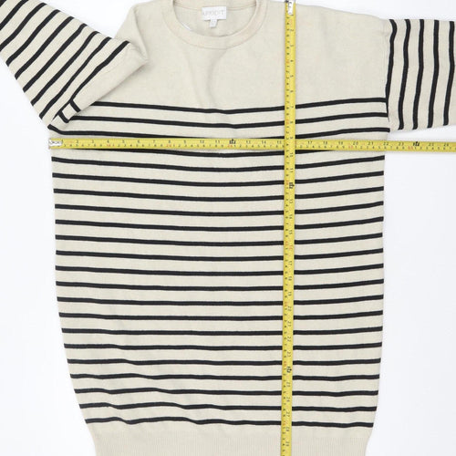 Apricot Women Beige Striped Crew Neck Pullover Jumper UK 10
