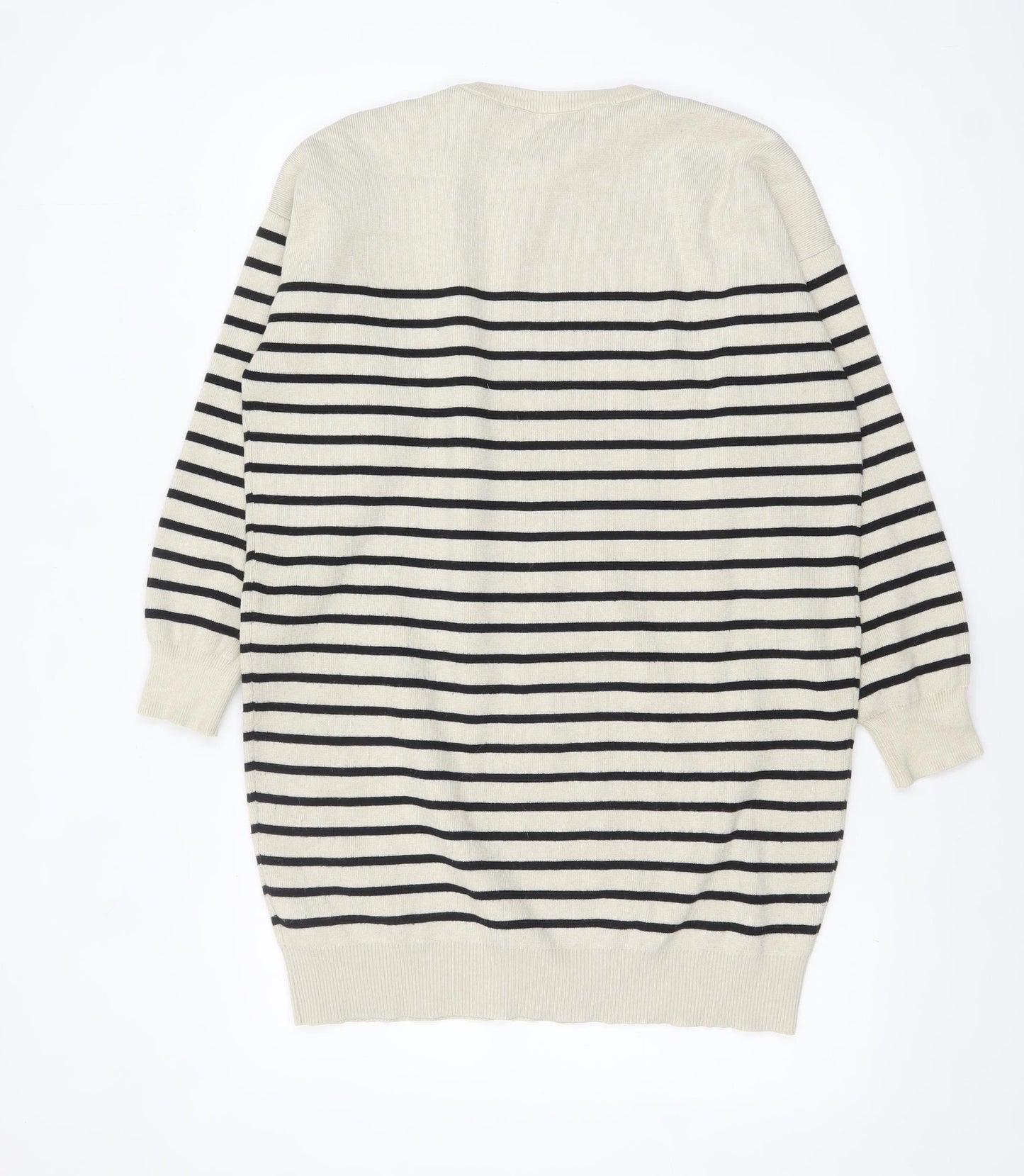 Apricot Women Beige Striped Crew Neck Pullover Jumper UK 10