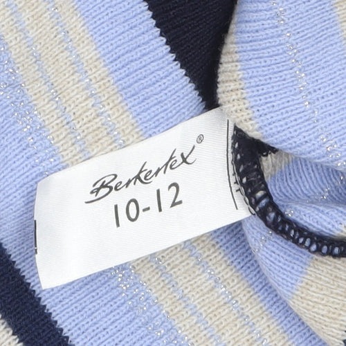 Berkertex Women's Blue Striped Short Sleeve Pullover Jumper Size 10-12