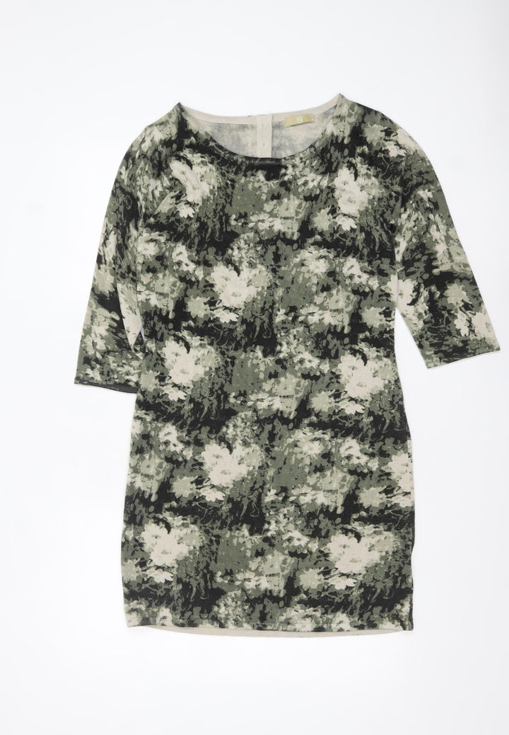 TU Women’s Green Floral Shift Dress Size 12 Knitwear 3/4 Sleeve