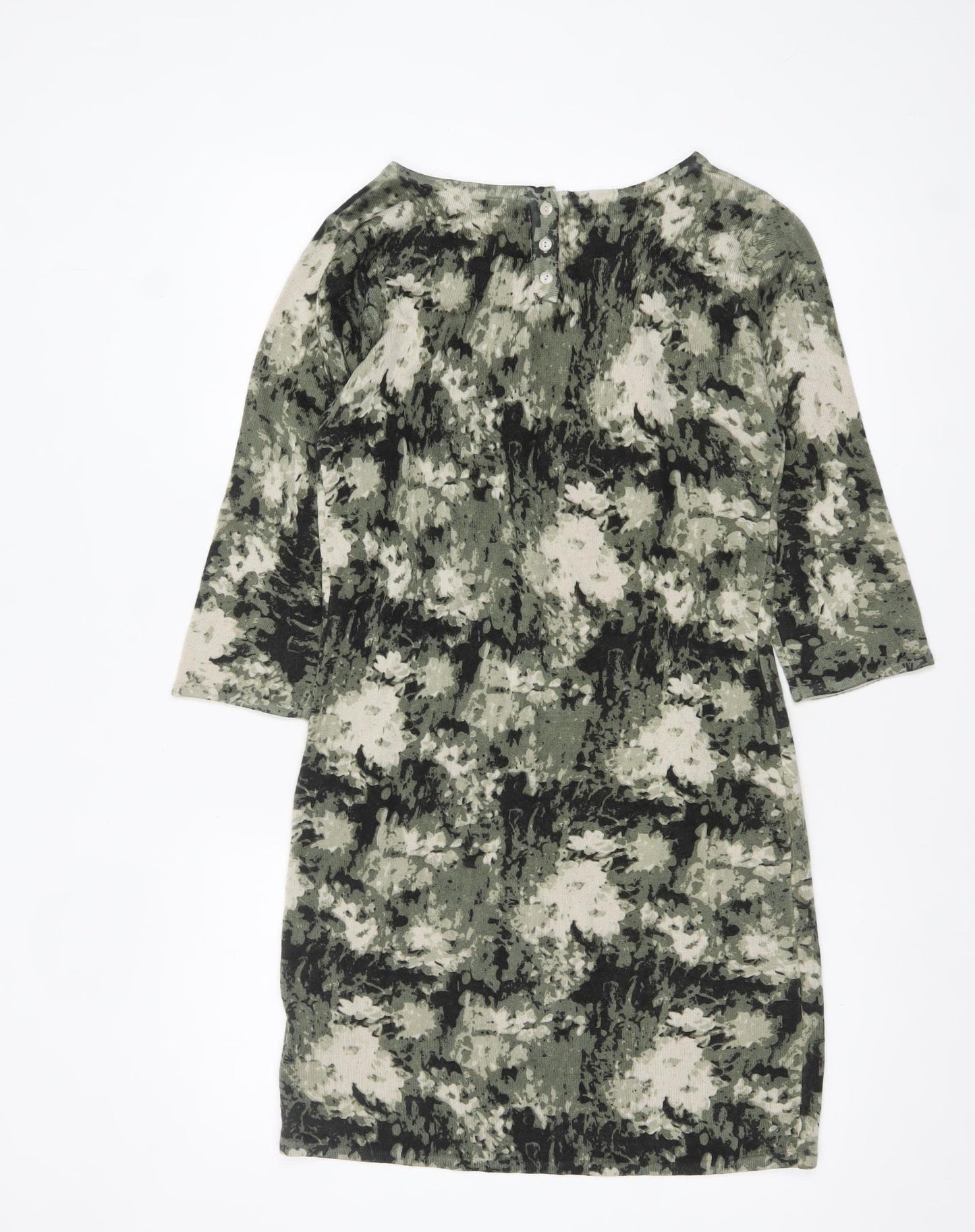 TU Women’s Green Floral Shift Dress Size 12 Knitwear 3/4 Sleeve