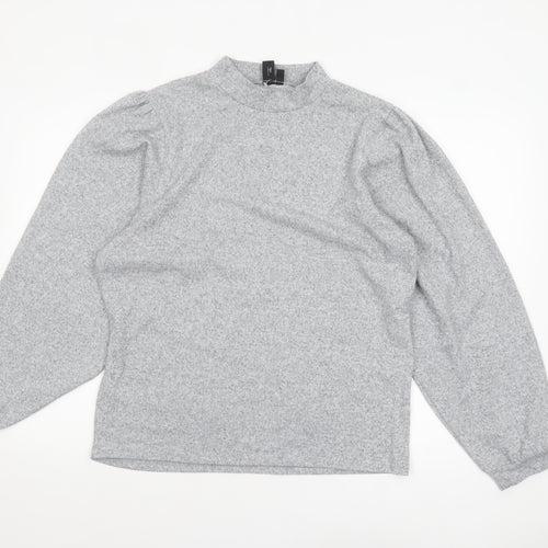 Izabel London Women's Light Grey Size 14 Mock Neck Long Sleeve Jumper