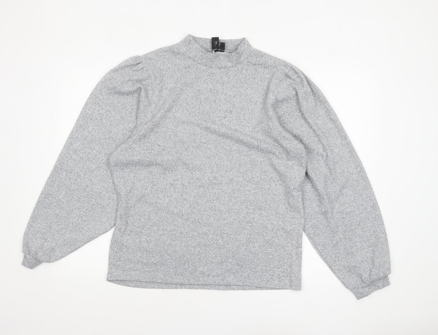 Izabel London Women's Light Grey Size 14 Mock Neck Long Sleeve Jumper