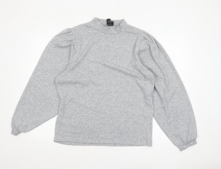 Izabel London Women's Light Grey Size 14 Mock Neck Long Sleeve Jumper