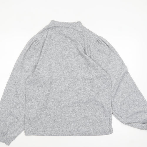 Izabel London Women's Light Grey Size 14 Mock Neck Long Sleeve Jumper