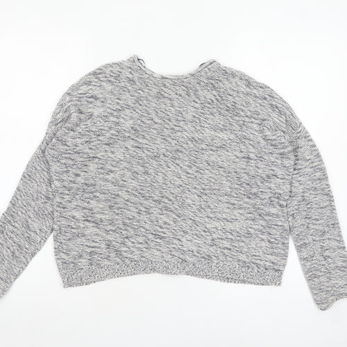 New Look Women's Grey Knit Cotton Button Cardigan Size S