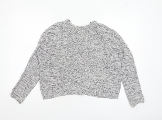 New Look Women's Grey Knit Cotton Button Cardigan Size S