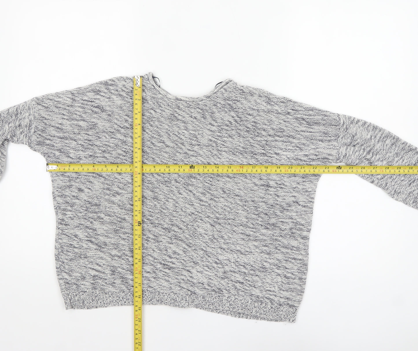 New Look Women's Grey Knit Cotton Button Cardigan Size S