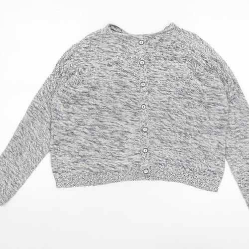 New Look Women's Grey Knit Cotton Button Cardigan Size S