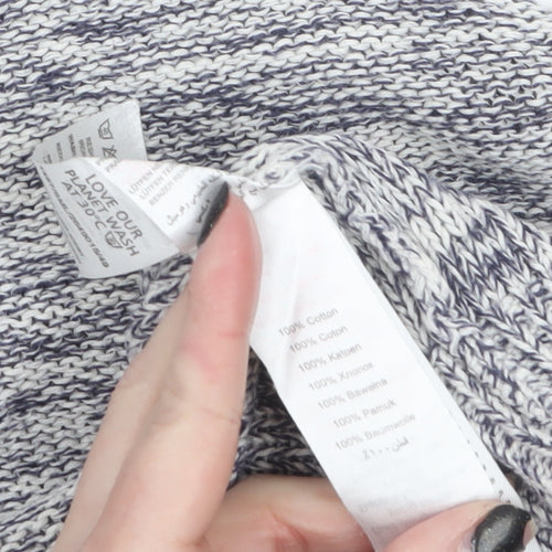 New Look Women's Grey Knit Cotton Button Cardigan Size S