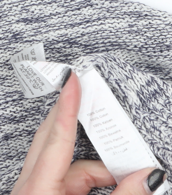 New Look Women's Grey Knit Cotton Button Cardigan Size S