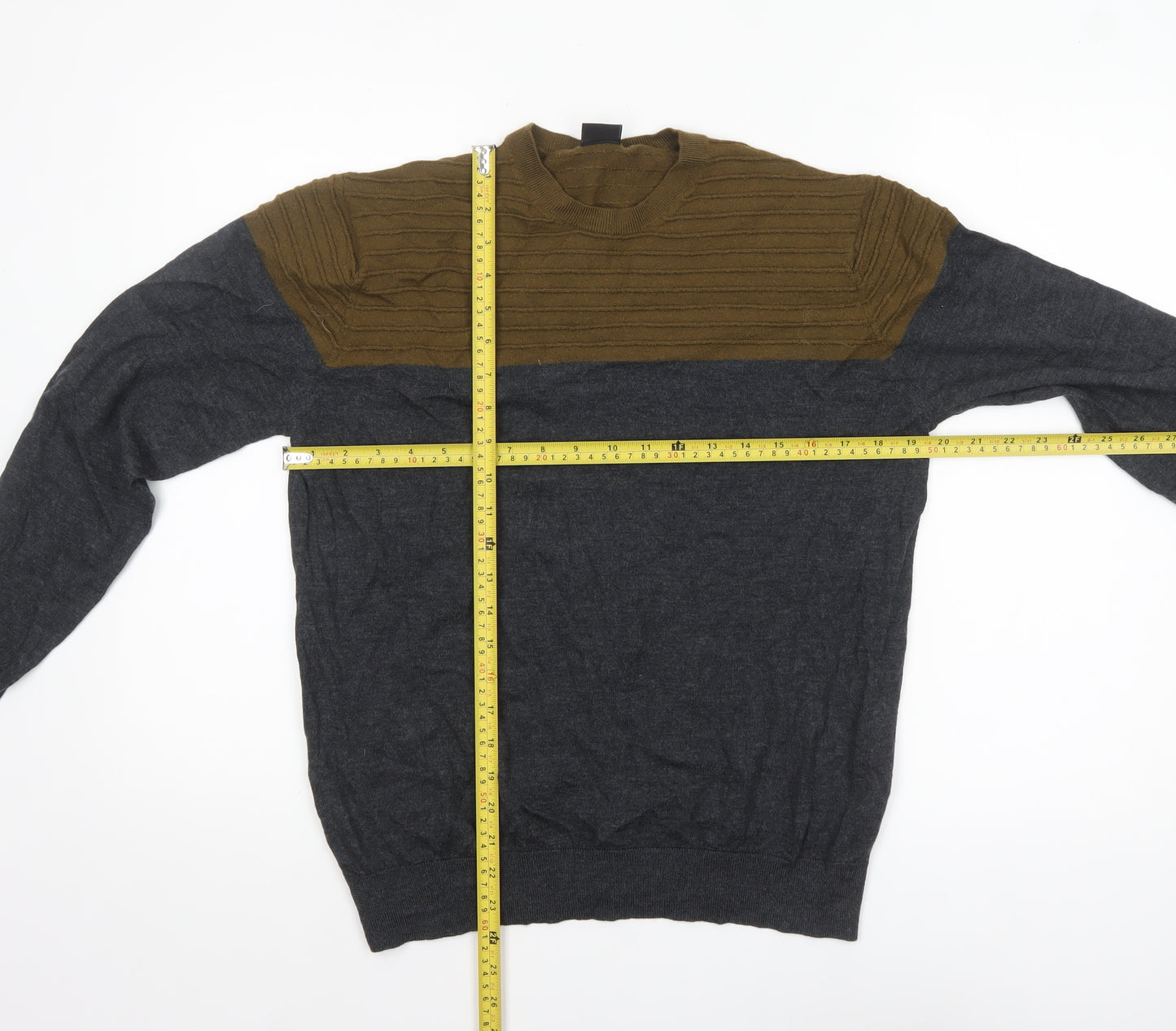 Paul Smith Men’s Brown Grey Merino Wool Pullover Jumper XL