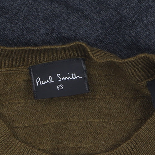Paul Smith Men’s Brown Grey Merino Wool Pullover Jumper XL