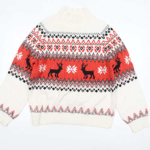 F&F Women’s Multicoloured Fair Isle Reindeer Jumper Size 14