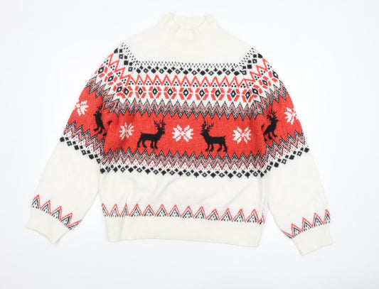 F&F Women’s Multicoloured Fair Isle Reindeer Jumper Size 14