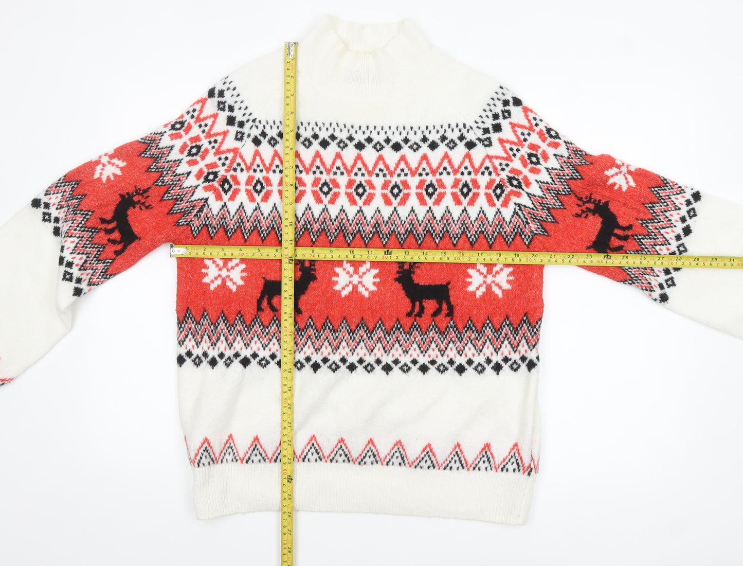 F&F Women’s Multicoloured Fair Isle Reindeer Jumper Size 14