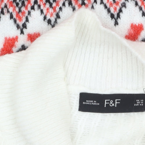 F&F Women’s Multicoloured Fair Isle Reindeer Jumper Size 14