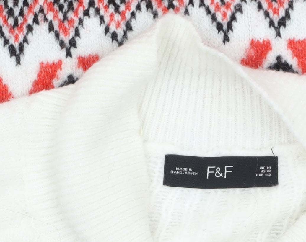 F&F Women’s Multicoloured Fair Isle Reindeer Jumper Size 14
