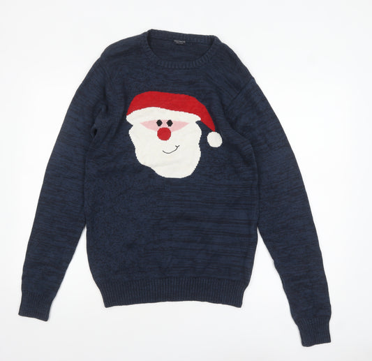 Next Boys Navy Christmas Santa Crew Neck Jumper 15 Years 100% Cotton