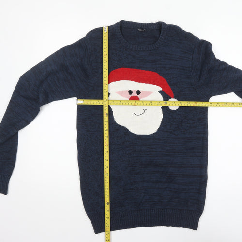 Next Boys Navy Christmas Santa Crew Neck Jumper 15 Years 100% Cotton