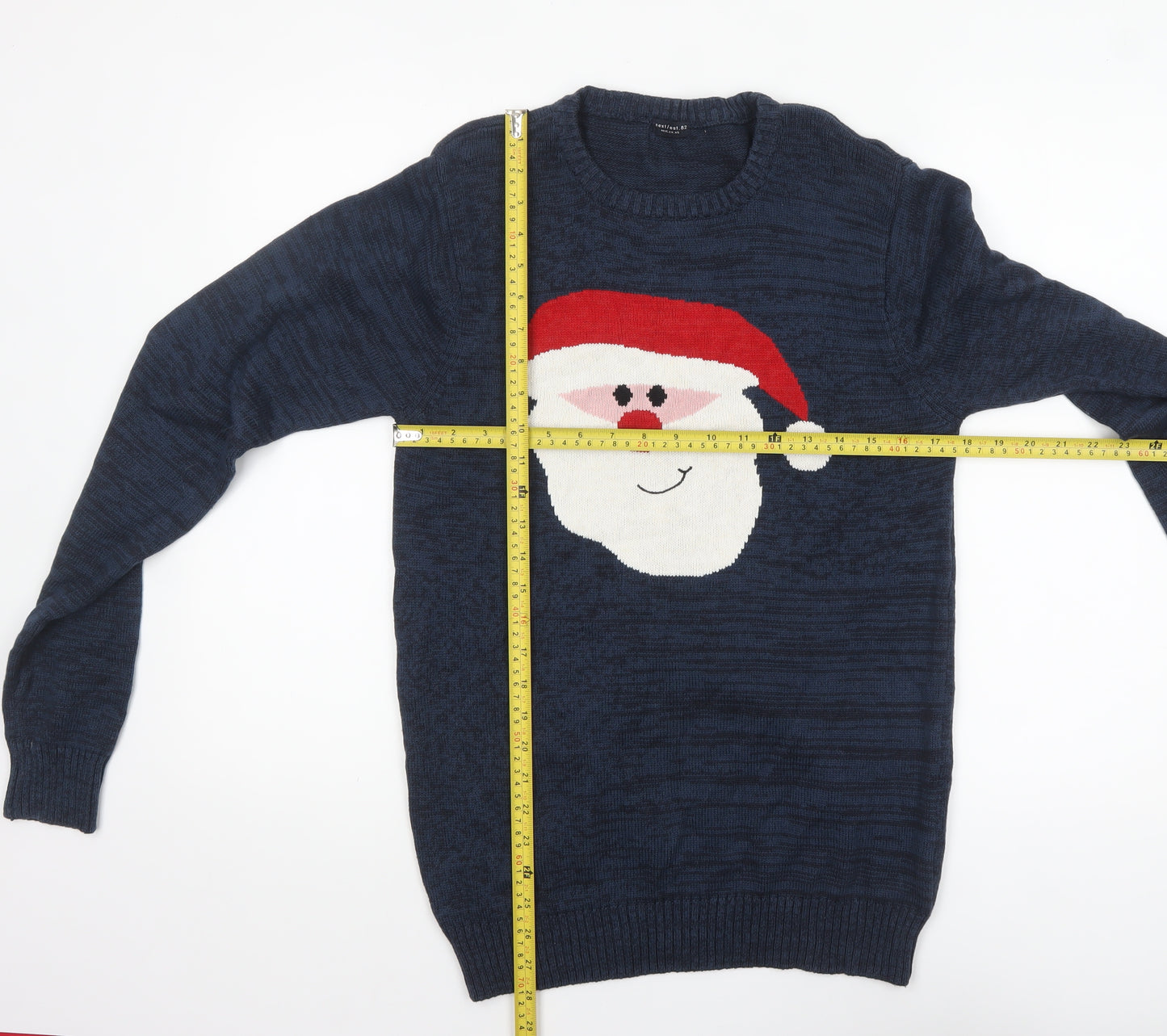 Next Boys Navy Christmas Santa Crew Neck Jumper 15 Years 100% Cotton