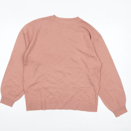 Next Women's Pink Star Rhinestone Crew Neck Jumper Size S