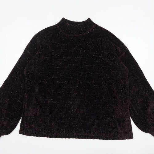 Next Women Purple Mock Neck Velour Jumper Size Large